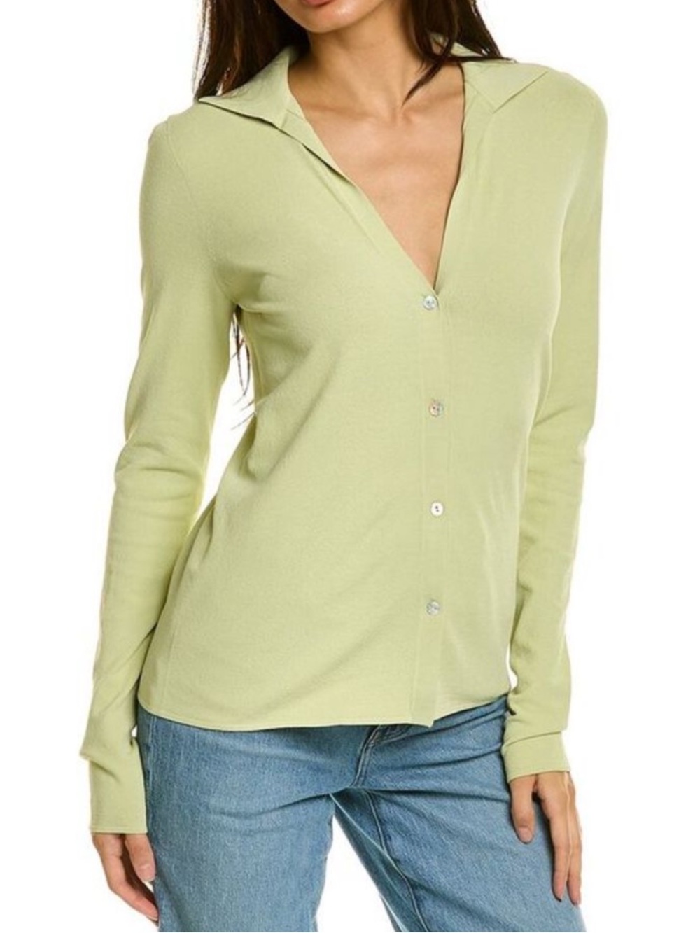 Vince Collared Cardigan Small Cacti Green New With Tags Retail $395